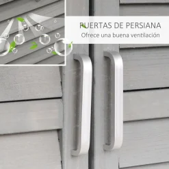 Cobertizo de jardín Jack Outsunny 2 puertas + 2 estantes interiores gris 96,5x87x46,5 cm
