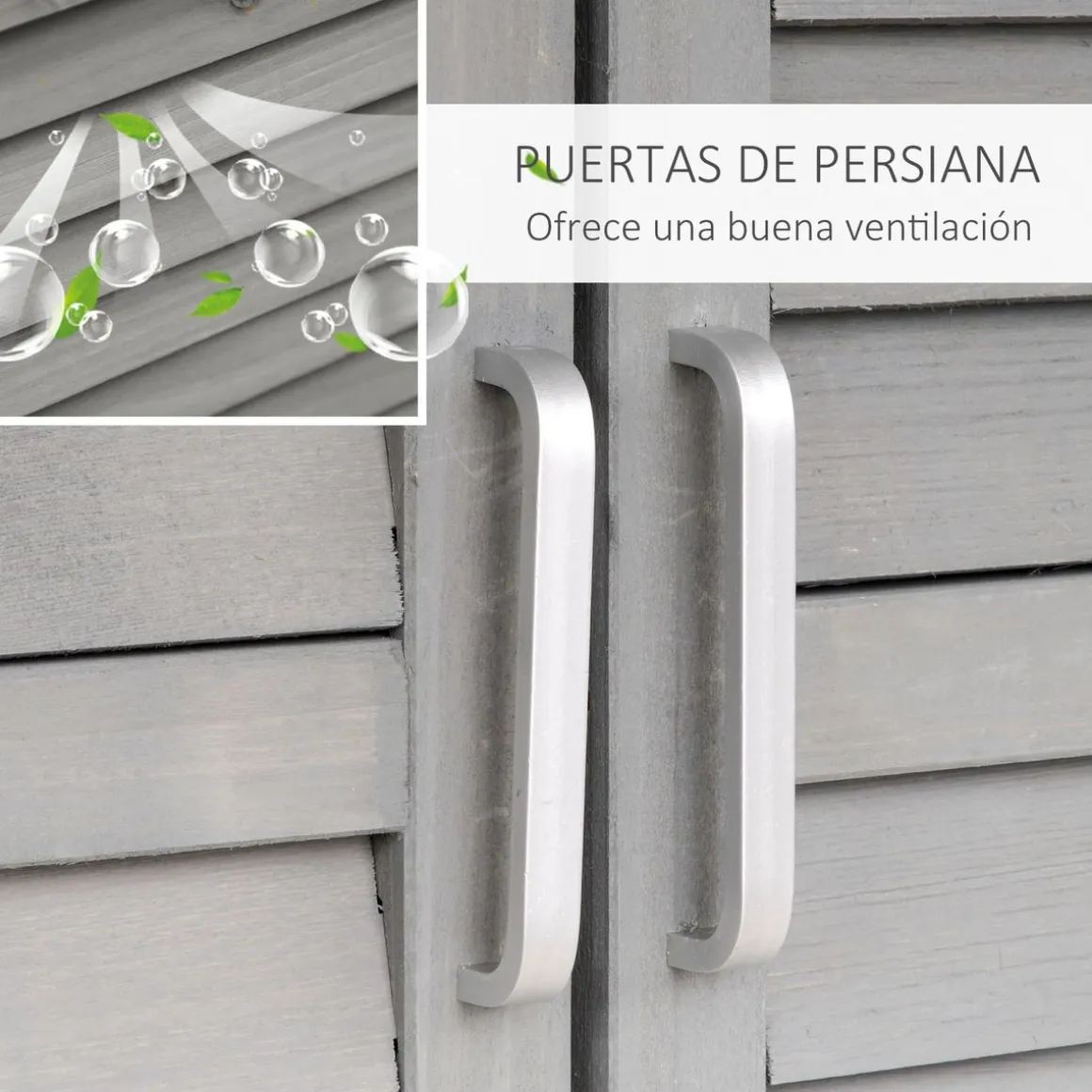 Cobertizo de jardín Jack Outsunny 2 puertas + 2 estantes interiores gris 96,5x87x46,5 cm