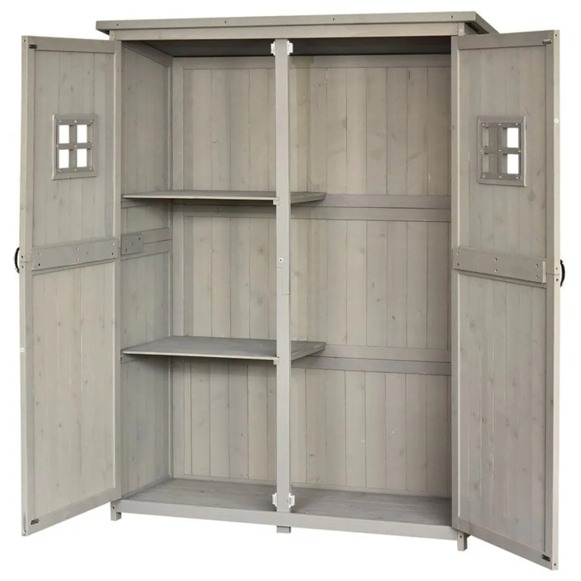Cobertizo de jardín Outsunny doble puerta madera gris 164x127,5x50 cm
