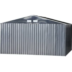 Cobertizo de jardín Outsunny puertas correderas gris 200x340x386 cm
