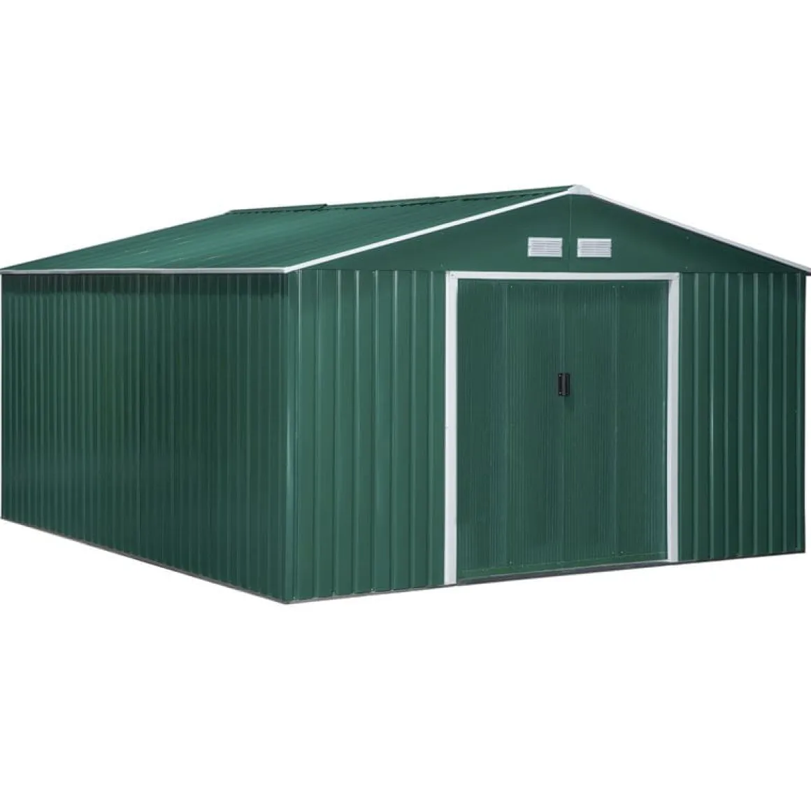Cobertizo de jardín Outsunny puertas correderas verde 200x340x386 cm
