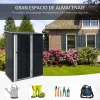 Cobertizo de jardín Salamanca Outsunny puerta con pestillo + techo inclinado negro 177-189x142x84 cm