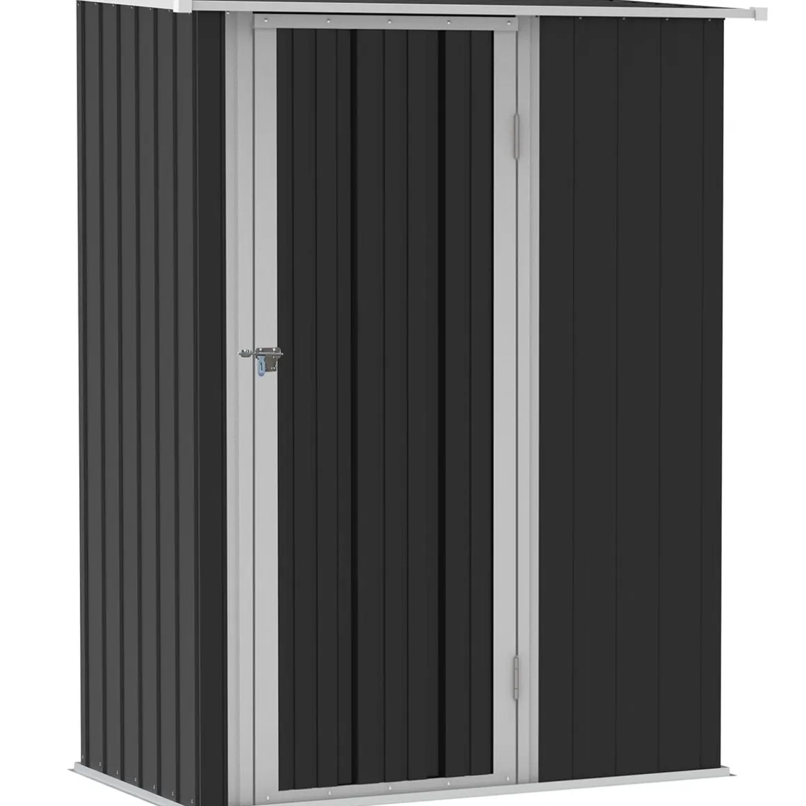 Cobertizo de jardín Salamanca Outsunny puerta con pestillo + techo inclinado negro 177-189x142x84 cm