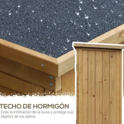 Cobertizo de jardín Wood Outsunny 2 puertas + 3 estantes interiores natural 160x87x46,5 cm