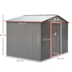 Cobertizo Outsunny con base + 4 rejillas gris 192x277x195 cm