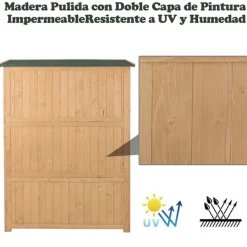 Cobertizo Outsunny doble puerta con techo asfático natural 164x127,5x50 cm