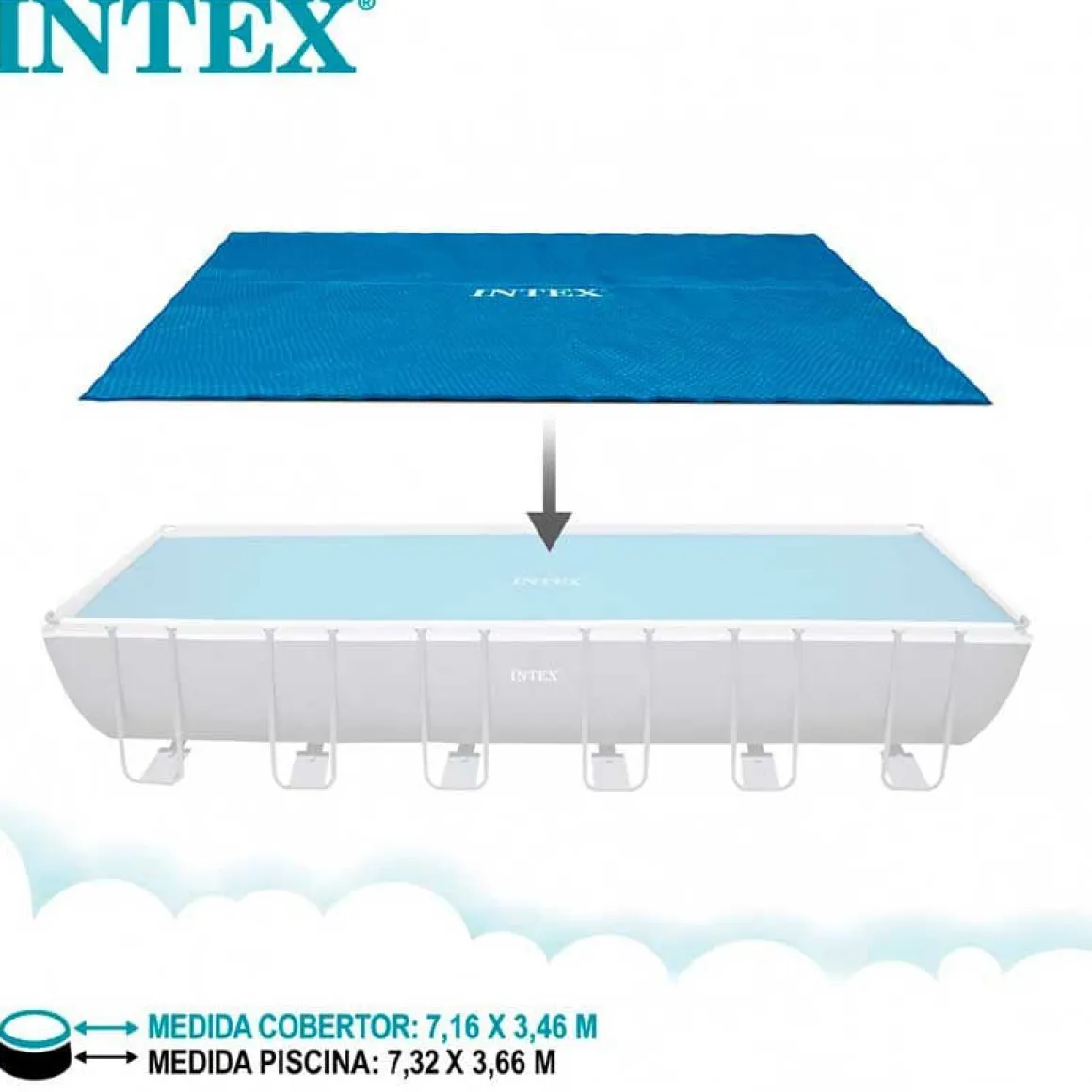 Cobertor para piscina rectangular Intex azul 716x346 cm
