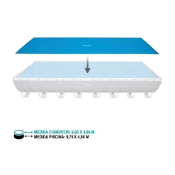 Cobertor rectangular Intex para piscinas Metal Frame azul 960x466 cm