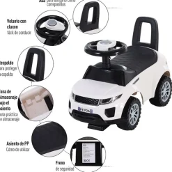 Coche correpasillos Homcom para bebé 12-36 meses blanco 41,5x62x28 cm