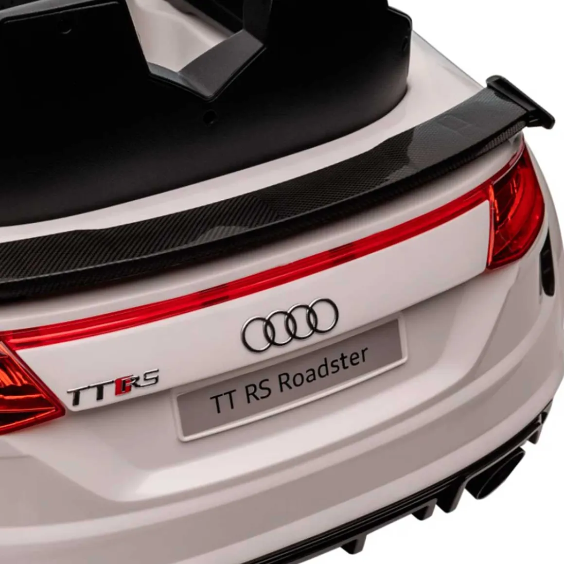 Coche eléctrico Audi TT RS infantil Homcom con mando y luces blanco +3A 44x102x60 cm