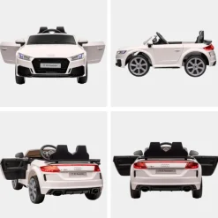 Coche eléctrico Audi TT RS infantil Homcom con mando y luces blanco +3A 44x102x60 cm