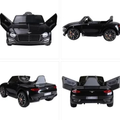 Coche eléctrico Bentley GT Homcom con luz y sonido +3A negro 43x60x108 cm