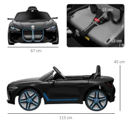 Coche eléctrico BMW I4 Homcom con control remoto + cinturón de seguridad +3A 45x115x67 cm
