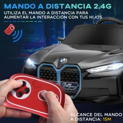 Coche eléctrico BMW I4 Homcom con control remoto + cinturón de seguridad +3A 45x115x67 cm