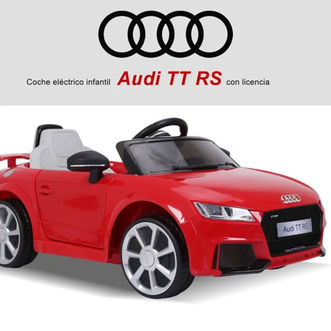 Coche eléctrico infantil con batería Audi TT RS +3A con música y luces rojo 44x63x103 cm
