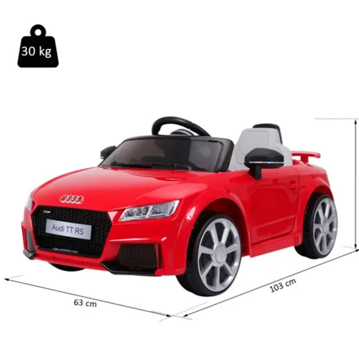 Coche eléctrico infantil con batería Audi TT RS +3A con música y luces rojo 44x63x103 cm