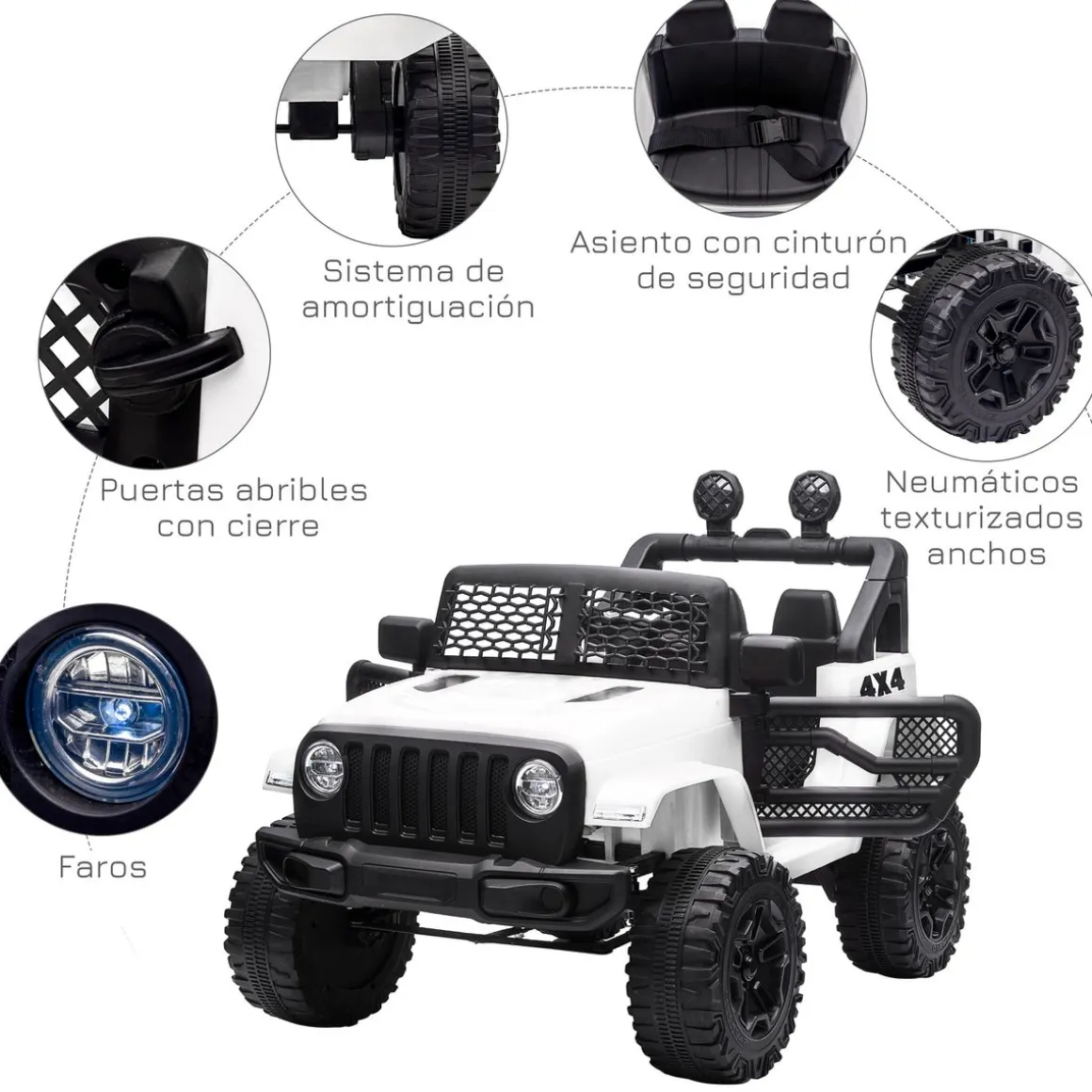Coche eléctrico infantil Homcom tipo todoterreno con mando blanco +3A