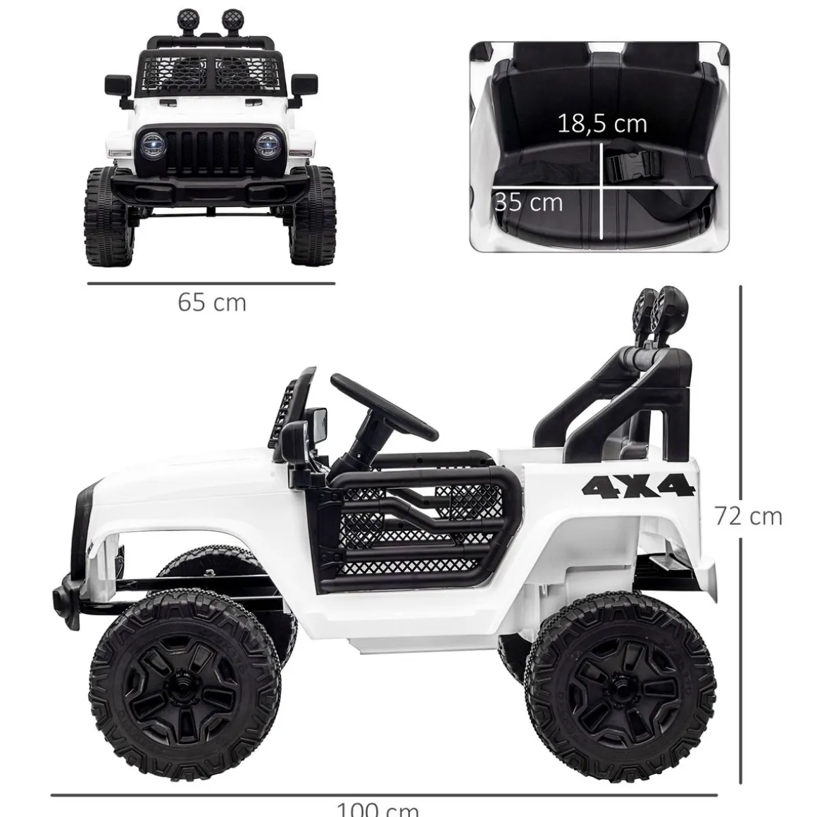 Coche eléctrico infantil Homcom tipo todoterreno con mando blanco +3A