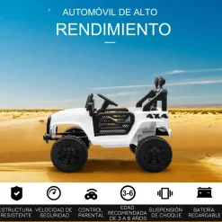 Coche eléctrico infantil Homcom tipo todoterreno con mando blanco +3A