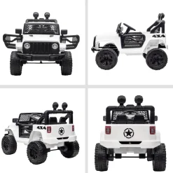 Coche eléctrico infantil Homcom tipo todoterreno con mando blanco +3A