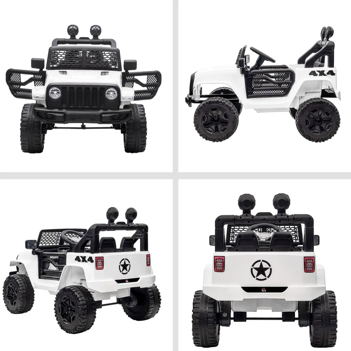 Coche eléctrico infantil Homcom tipo todoterreno con mando blanco +3A