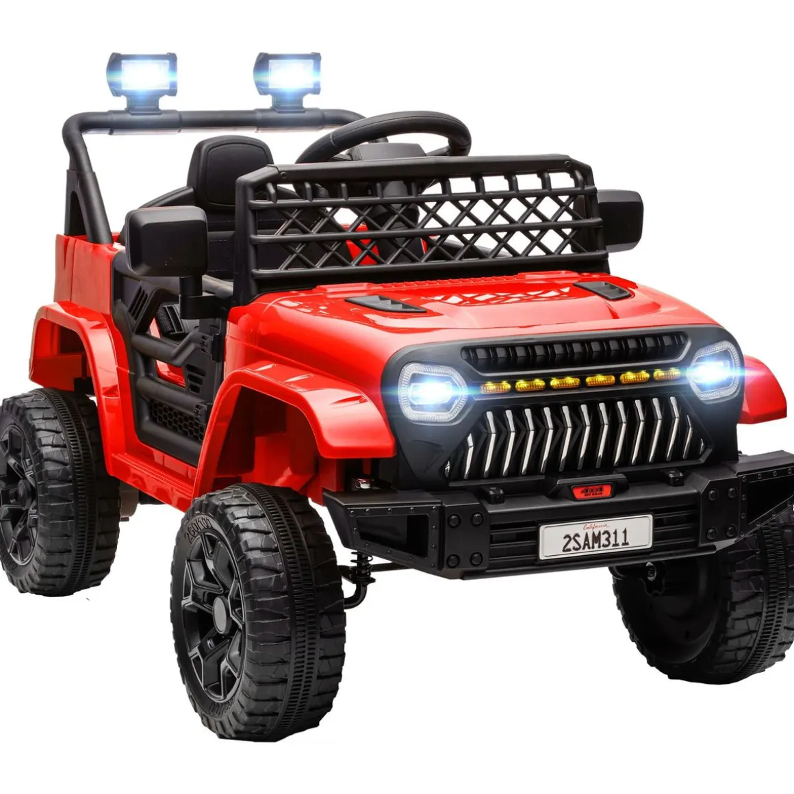 Coche eléctrico infantil Kenia Aiyaplay mando a distancia + USB + bocina rojo 65x62,5x95 cm