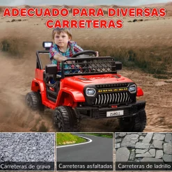 Coche eléctrico infantil Kenia Aiyaplay mando a distancia + USB + bocina rojo 65x62,5x95 cm