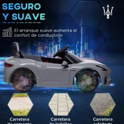 Coche eléctrico infantil Maserati Gran Turismo Folgore Aiyaplay luces LED + bocina + música 43x59x98 cm