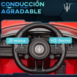 Coche eléctrico infantil Maserati Gran Turismo Folgore Aiyaplay luces LED + bocina + música 43x59x98 cm