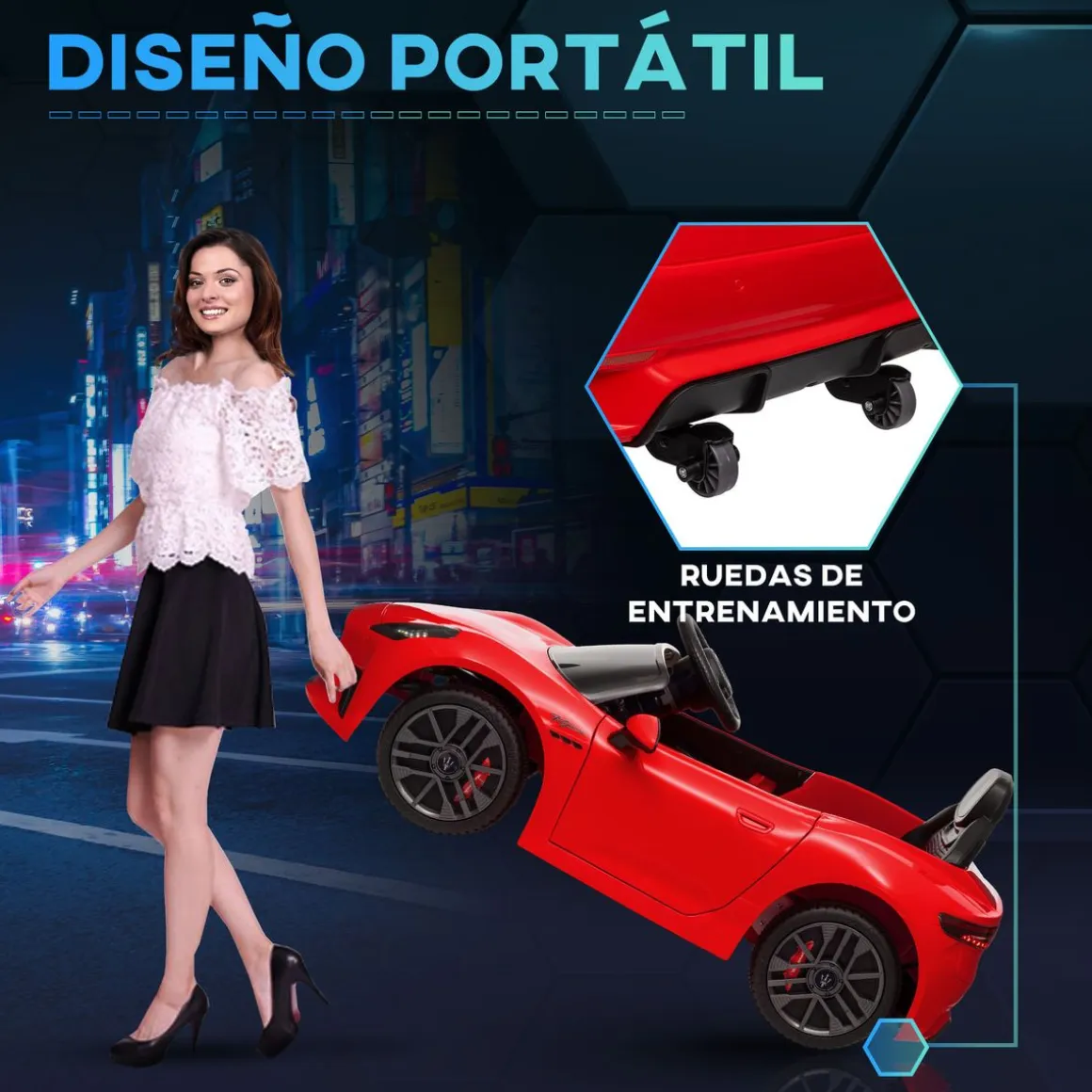 Coche eléctrico infantil Maserati Gran Turismo Folgore Aiyaplay luces LED + bocina + música 43x59x98 cm