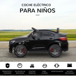 Coche eléctrico infantil Mercedes AMG Homcom con música + luces negro 55x115x70 cm