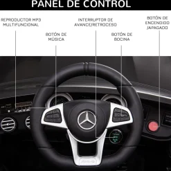 Coche eléctrico infantil Mercedes AMG Homcom con música + luces negro 55x115x70 cm