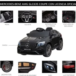 Coche eléctrico infantil Mercedes AMG Homcom con música + luces negro 55x115x70 cm