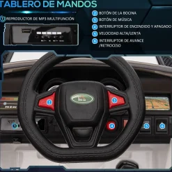 Coche eléctrico infantil Premium Homcom control remoto + bluetooth + luces led blanco 52x68x110 cm