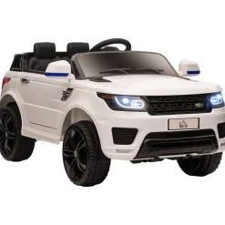 Coche eléctrico infantil Premium Homcom control remoto + bluetooth + luces led blanco 52x68x110 cm