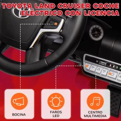 Coche eléctrico infantil Toyota Land Cruiser Aiyaplay luces LED + bocina + USB rojo 55,5x65x107 cm