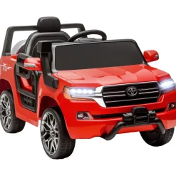 Coche eléctrico infantil Toyota Land Cruiser Aiyaplay luces LED + bocina + USB rojo 55,5x65x107 cm