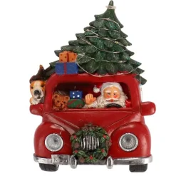 Coche Santa decorado 10 LED 17x6x23 cm