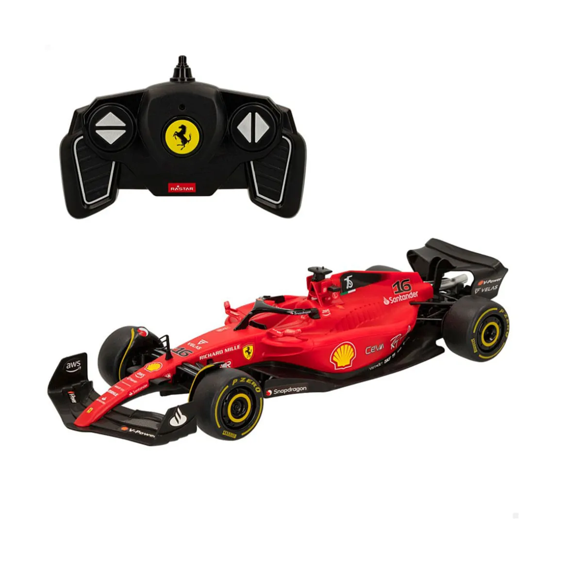 Coche teledirigido Ferrari F1 75 1:18 con luz +6A negro 6,5x31x11 cm