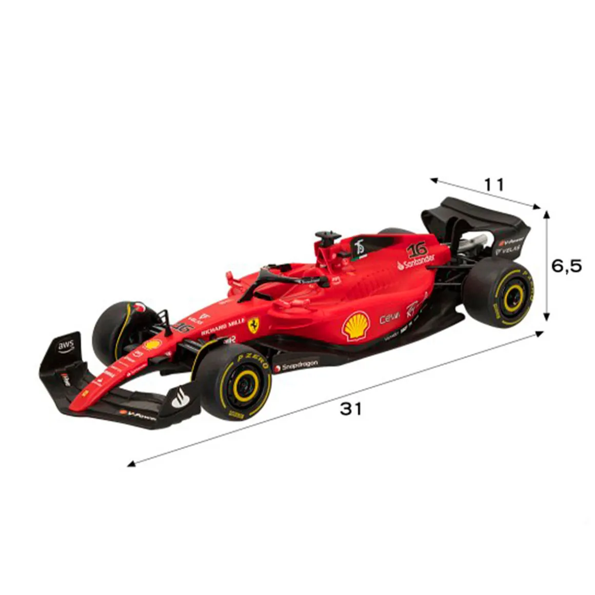 Coche teledirigido Ferrari F1 75 1:18 con luz +6A negro 6,5x31x11 cm
