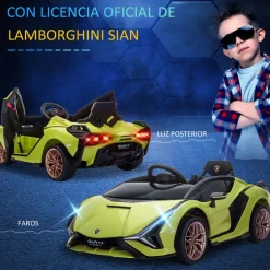 Cochecito eléctrico Lamborghini Sian Homcom con mando +3A 40x108x62 cm