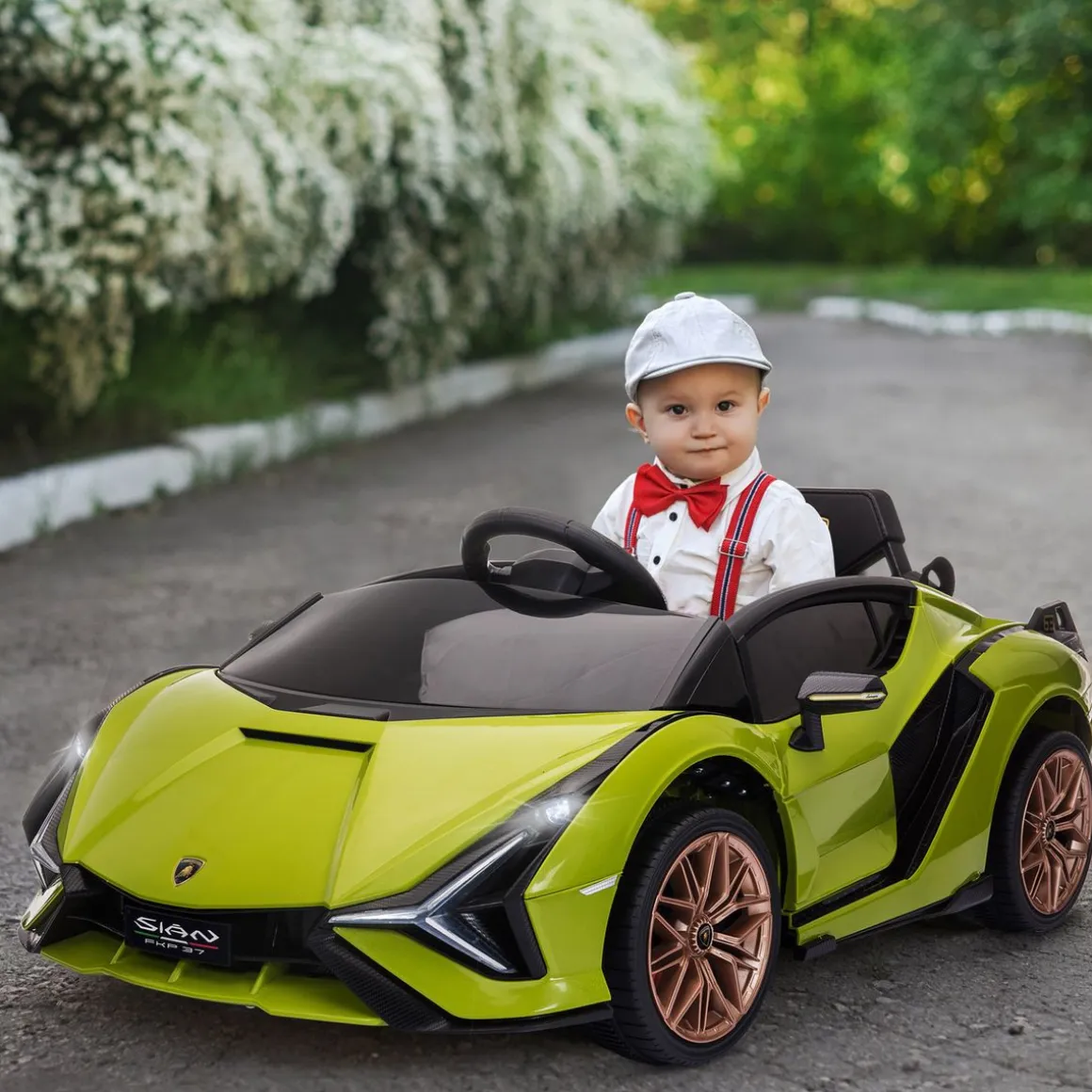 Cochecito eléctrico Lamborghini Sian Homcom con mando +3A 40x108x62 cm