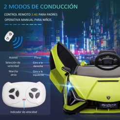Cochecito eléctrico Lamborghini Sian Homcom con mando +3A 40x108x62 cm