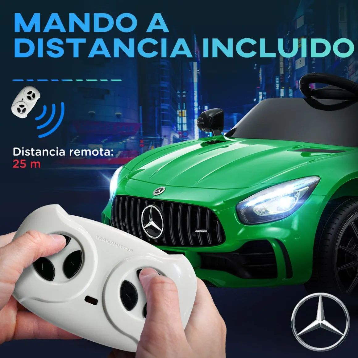 Cochecito eléctrico Mercedes-Benz AMG GTR Aiyaplay mando a distancia + música +3A