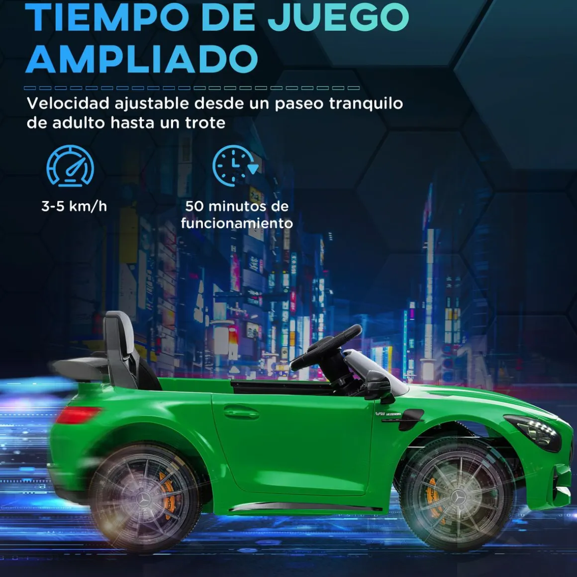 Cochecito eléctrico Mercedes-Benz AMG GTR Aiyaplay mando a distancia + música +3A