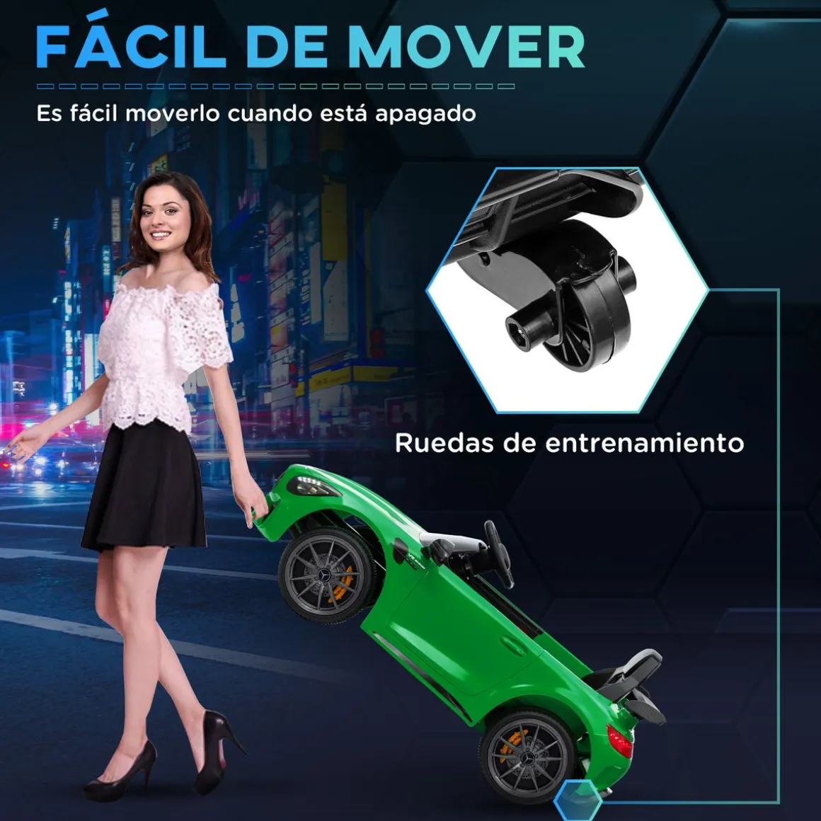 Cochecito eléctrico Mercedes-Benz AMG GTR Aiyaplay mando a distancia + música +3A