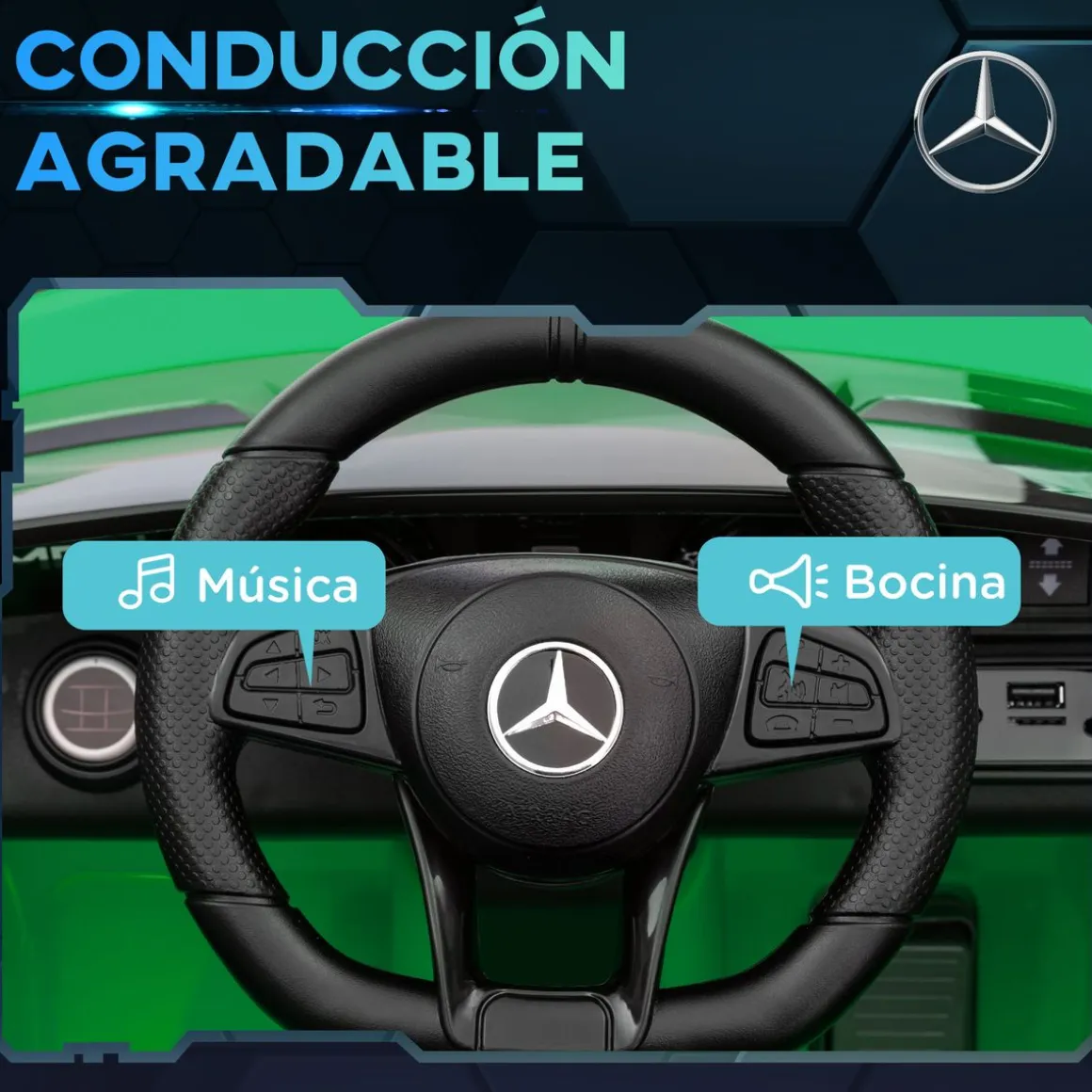 Cochecito eléctrico Mercedes-Benz AMG GTR Aiyaplay mando a distancia + música +3A