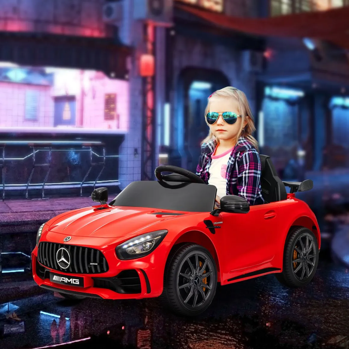 Cochecito eléctrico Mercedes-Benz AMG GTR Aiyaplay mando a distancia + música +3A