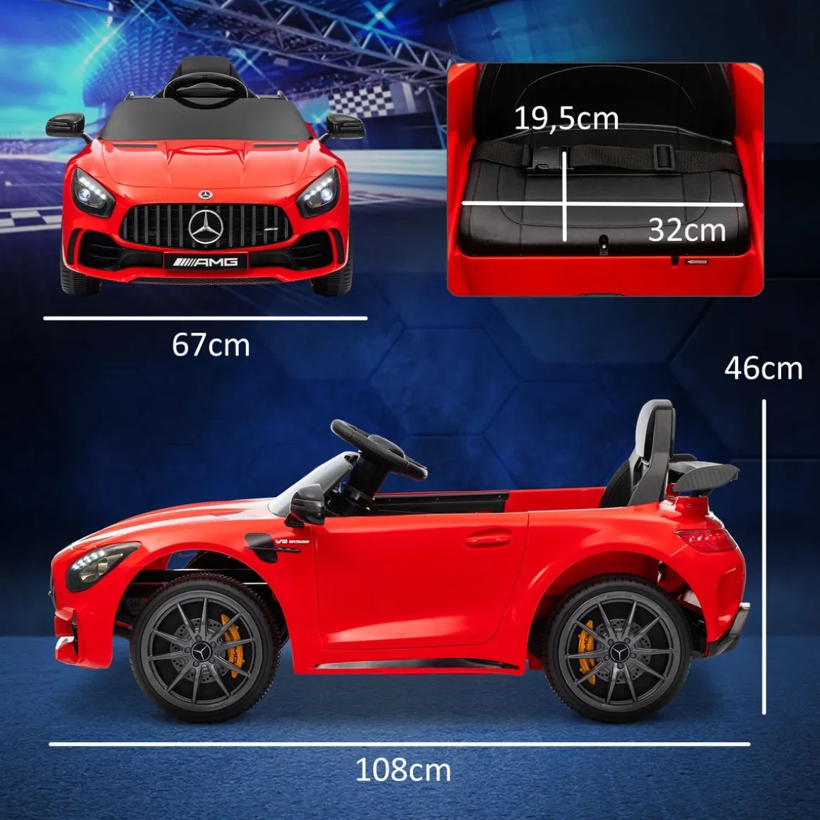 Cochecito eléctrico Mercedes-Benz AMG GTR Aiyaplay mando a distancia + música +3A