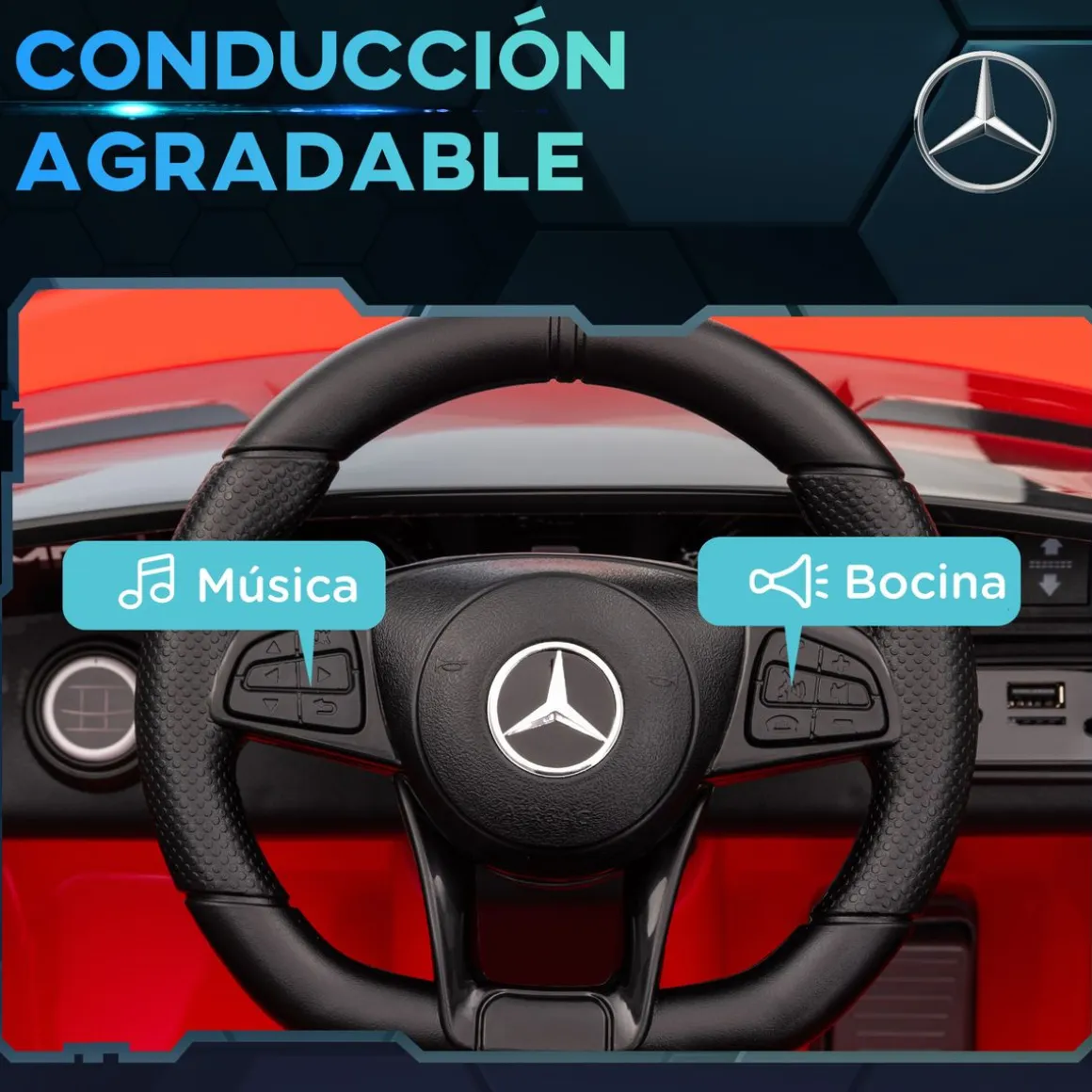 Cochecito eléctrico Mercedes-Benz AMG GTR Aiyaplay mando a distancia + música +3A